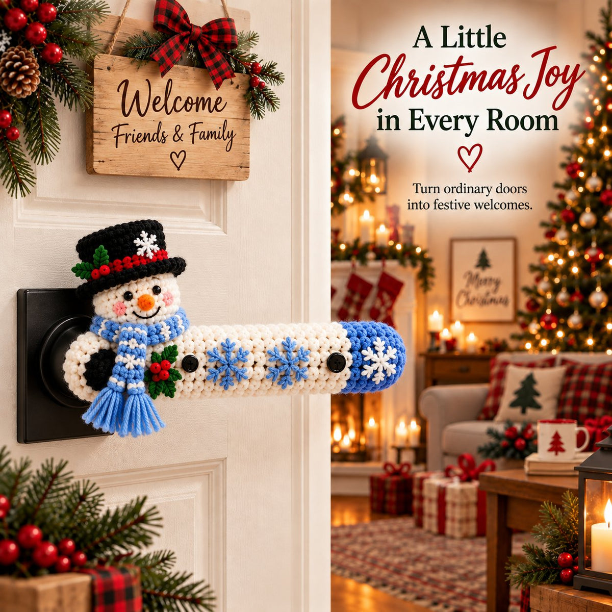 🎄 LAST DAY 50% OFF — Christmas Crochet Door Handle Covers | 6 Festive Designs