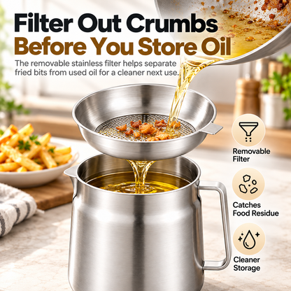 🔥 Last Day 49% OFF -🍟3-in-1 Stainless Steel Deep Fryer Pot with Oil Filter & Fry Basket