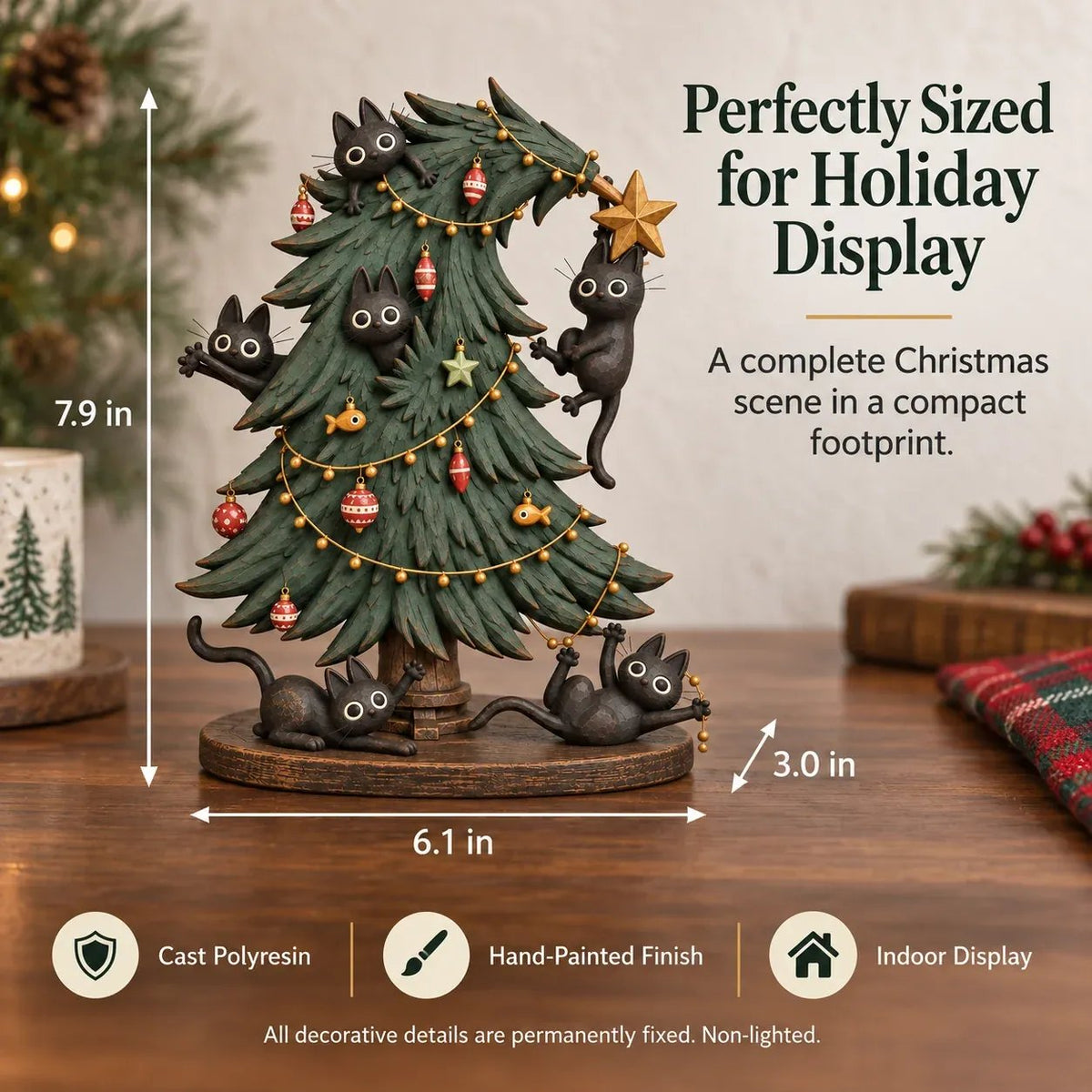 🎄🐱 Cute Black Cat Christmas Tree Decor