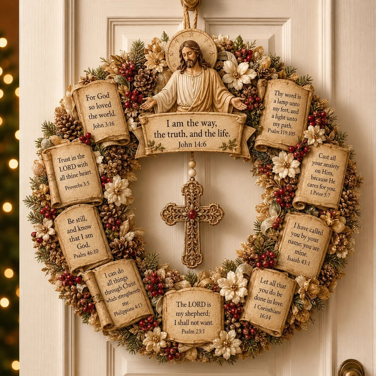 Christian Scripture Wreath Collection – Wood Faith-Inspired Décor（🔥Buy 2 Free Shipping）