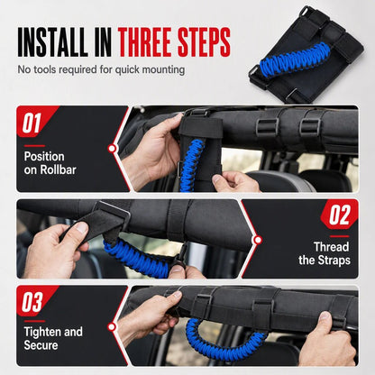 🚙 LIMITED-TIME 50% OFF! 🤝 Non-Slip Paracord Braided Roof Grab Handle – For SUV & Off-Road Vehicles ✨