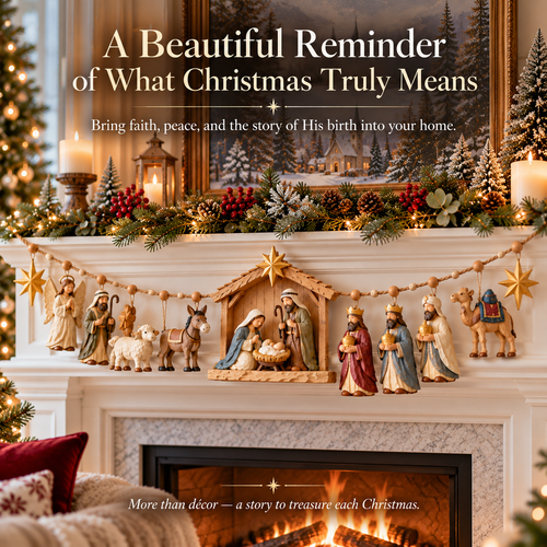 ✝️🎄 The Night Hope Was Born – Bethlehem Nativity Christmas Garland