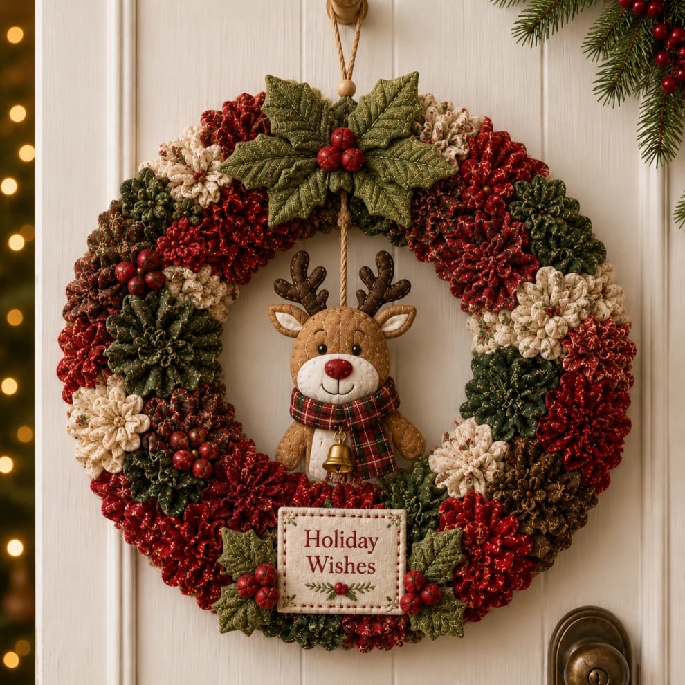 🔥 3D Fabric Poke Christmas Wreath DIY Kit 🎄🧵