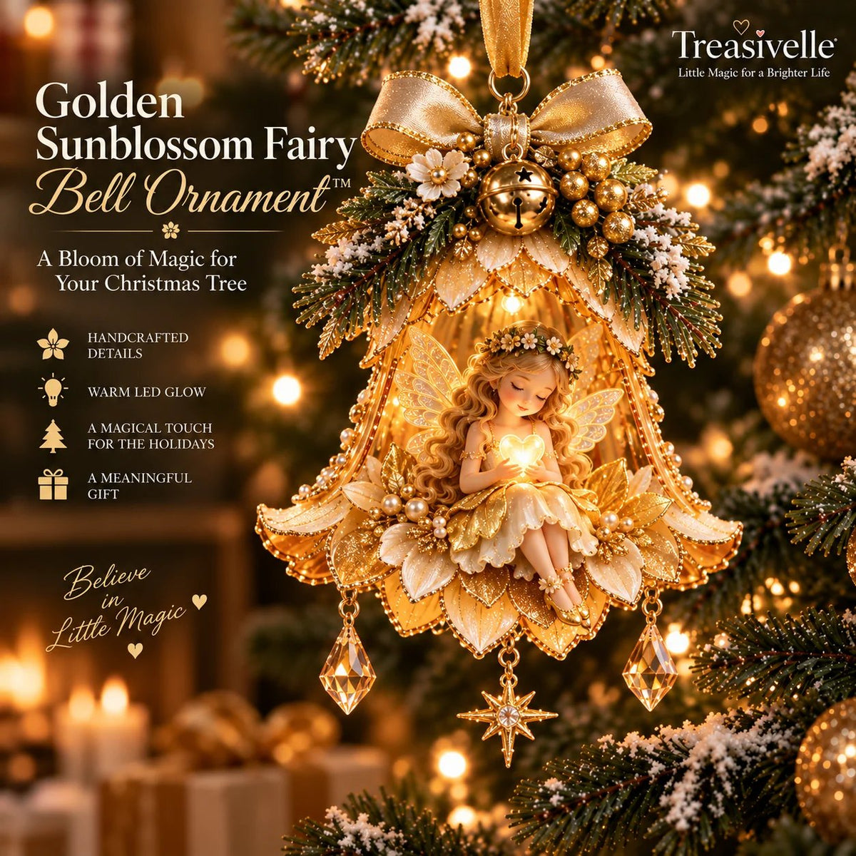 🧚‍♀️🎄 Holiday Collector’s Set | All 7 Light-Up Fairy Bell Ornaments – 50% OFF + FREE SHIPPING