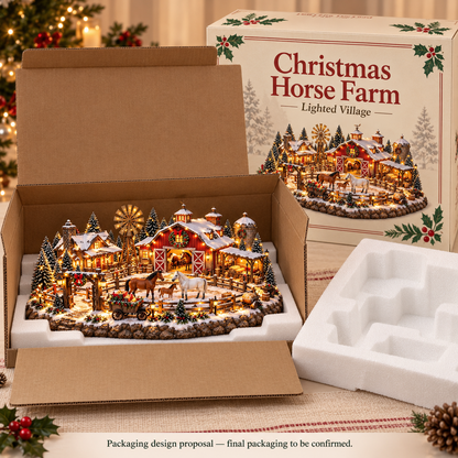 🎁🐴 Christmas Horse Stable Village – Lighted Equestrian Holiday Scene 🎄✨