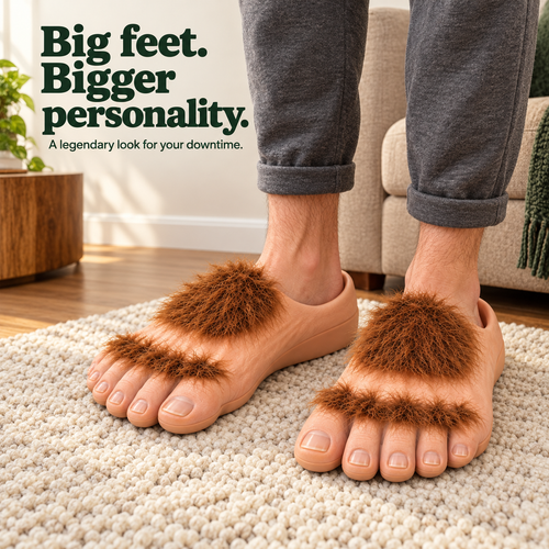 👣 YETI OR NOT Bigfoot Feet – 😂 Funny Realistic Toe Slippers, One Size EU 36–42