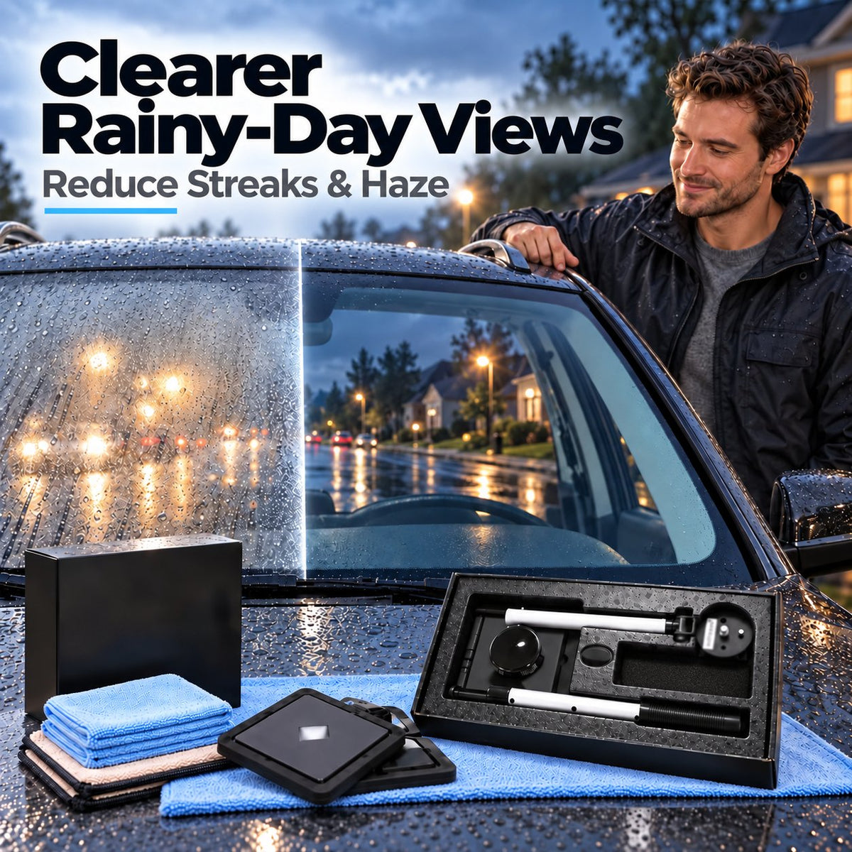 Dual magnetic windshield cleaner for cars | Streak-free cleaning kit for car windows