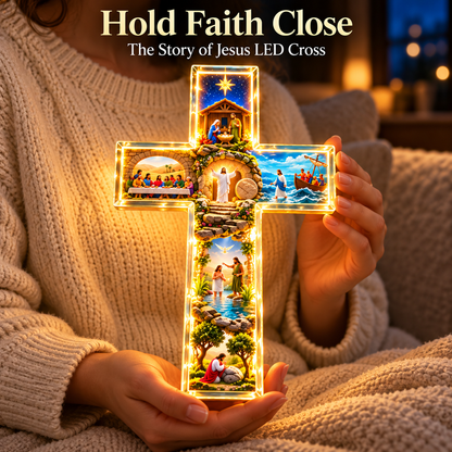 🙏✝️ The Story of Jesus Illuminated Cross ✨ 6 Biblical Scenes & Meaningful Christian Gift