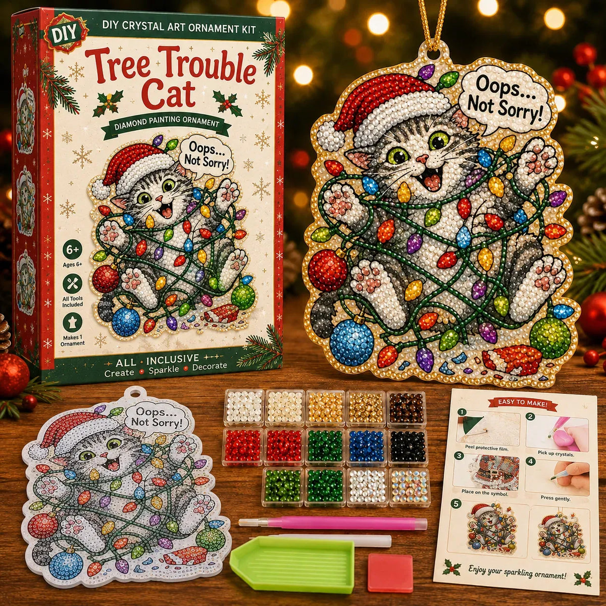 ⏰LAST DAY 57% OFF 🎄😂 Funny Christmas Pearl Diamond Art Ornament DIY Kit 💕 Beginner-Friendly