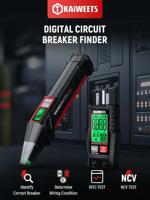 Free shipping🔥2-in-1 Circuit Breaker Finder & Outlet Tester with Smart 2-Scan Tech – Auto-Hold LCD, NCV Detection & Full Adapter Kit.