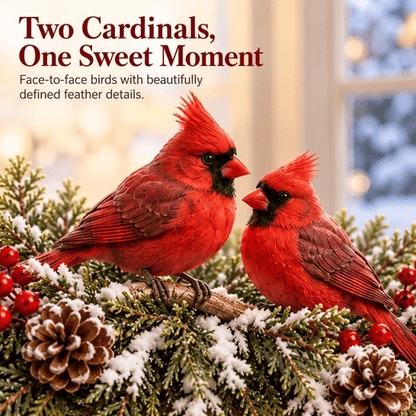 ✨Cardinal Winter Glow — Lighted Snowy Cedar & Icicle Christmas Decor