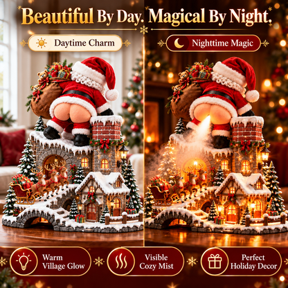 🎅 Santa’s Cheeky Christmas Village – Light-Up Mist Maker & Funny Holiday Decor ✨