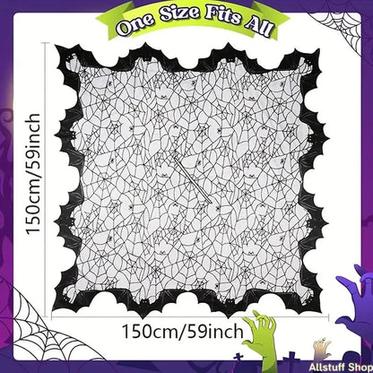 🕸️ Spider Web Bat Wing Halloween Cape – 150 × 150 cm Gothic Costume Shawl