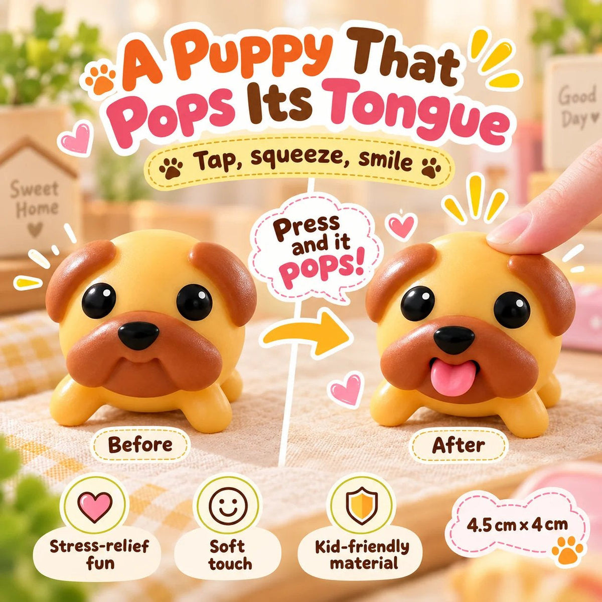 🐶 Tongue-Popping Puppy Squeeze Toy – Cute Pocket-Sized Fidget & Sensory Play Companion 🌈
