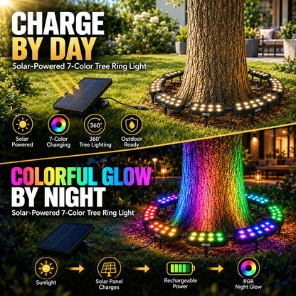 🏡🌈 Solar RGB Tree Ring Light – 7-Color Outdoor Landscape Uplighting