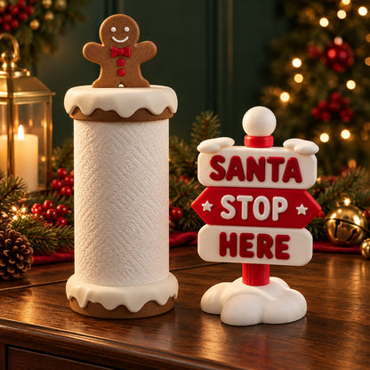 🍪 Playable Double-Style Corner Tissue Container, Fun Christmas Accent for Kitchen & Foyer