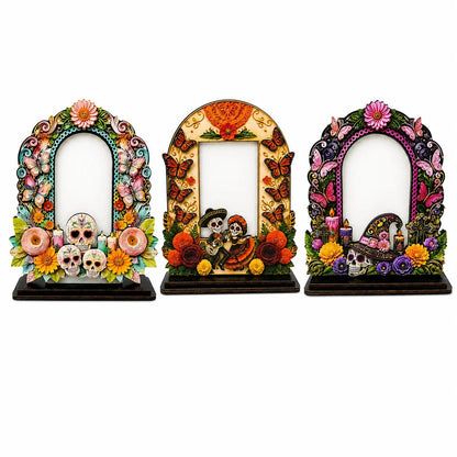 💀🕯️ Last Day 49% OFF – Day of the Dead Memorial Decor | 6-Piece Wooden Photo Frame Set
