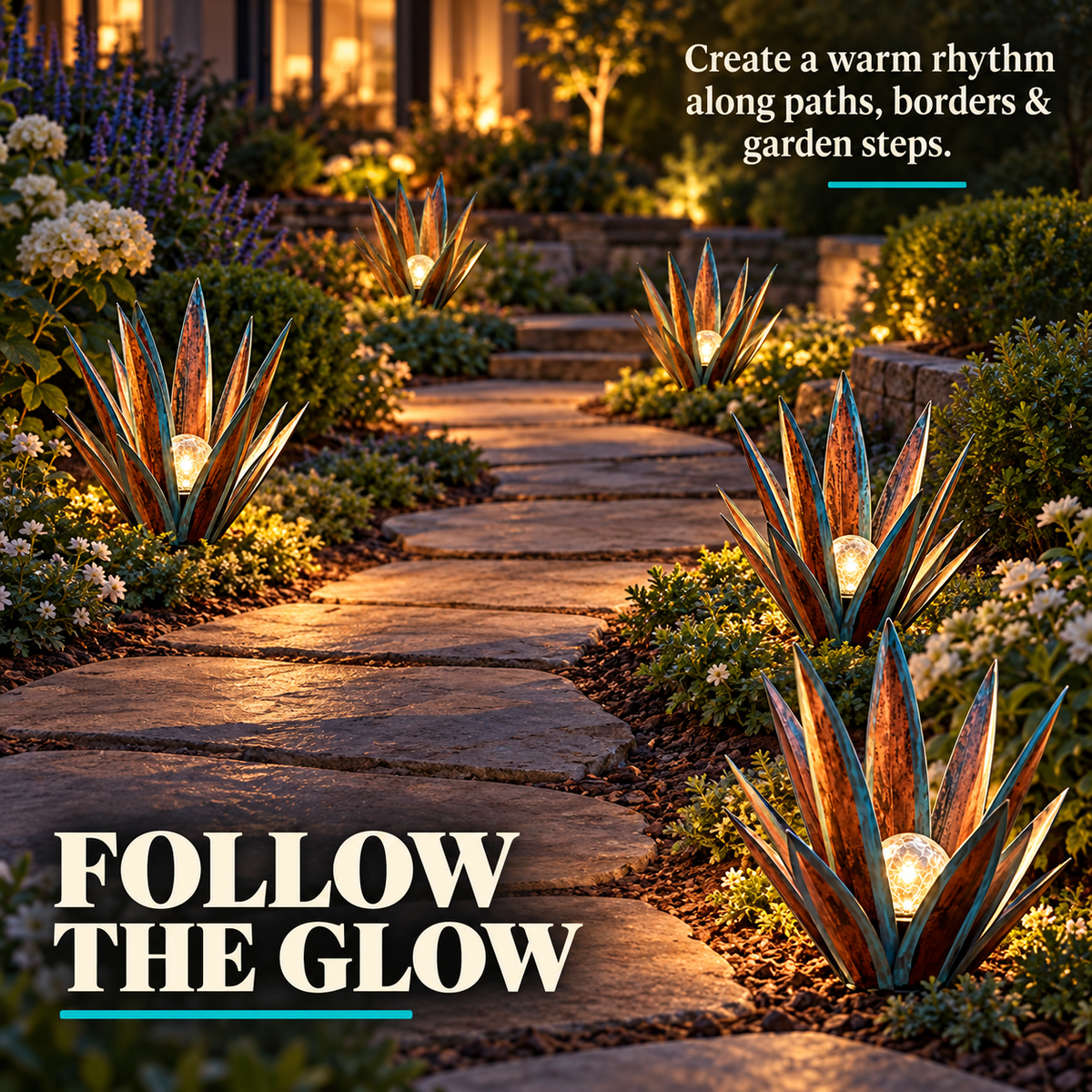 Glowing Solar Agave Garden Light