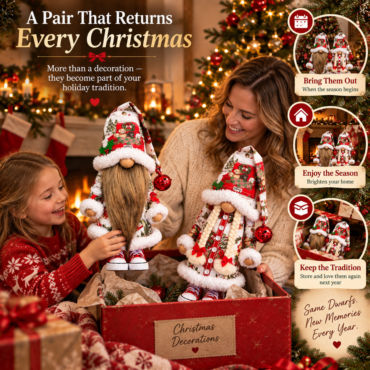 Festive Gnome Couple Figurines