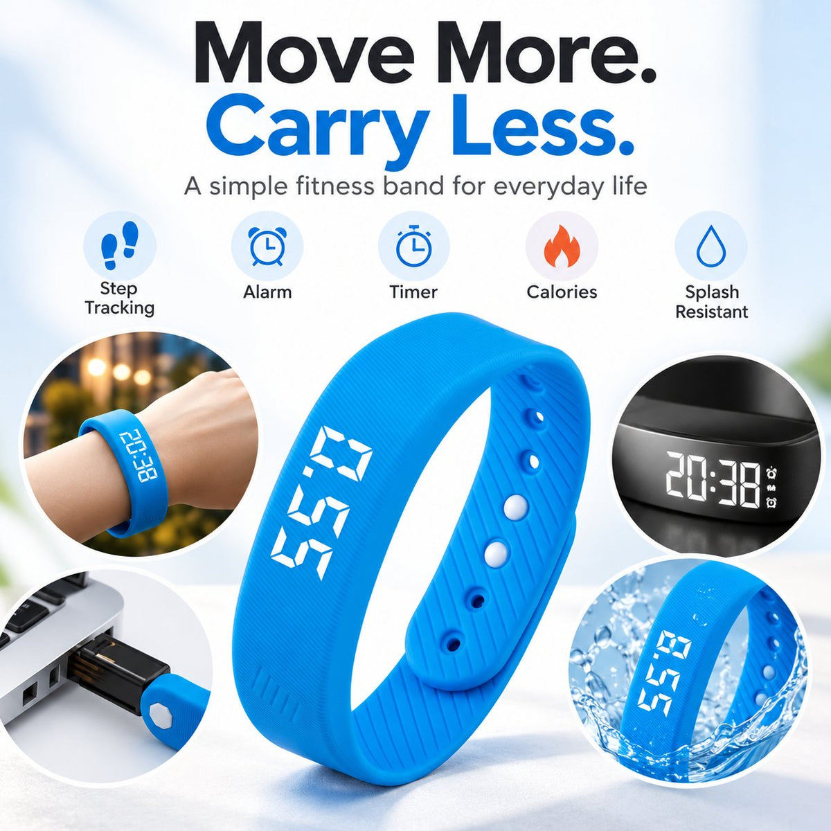 Portable Wrist Activity Tracker | Lightweight Step Counter for Outdoor Workout Sessions