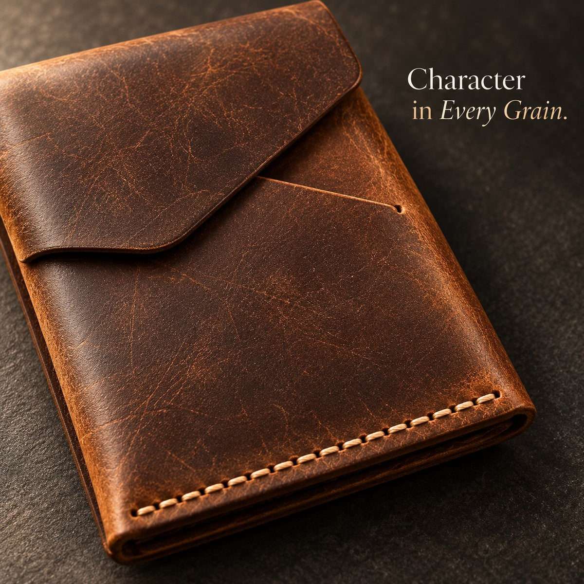 💳Handmade genuine leather wallet – Slim Magnetic Card & Cash Holder for Men