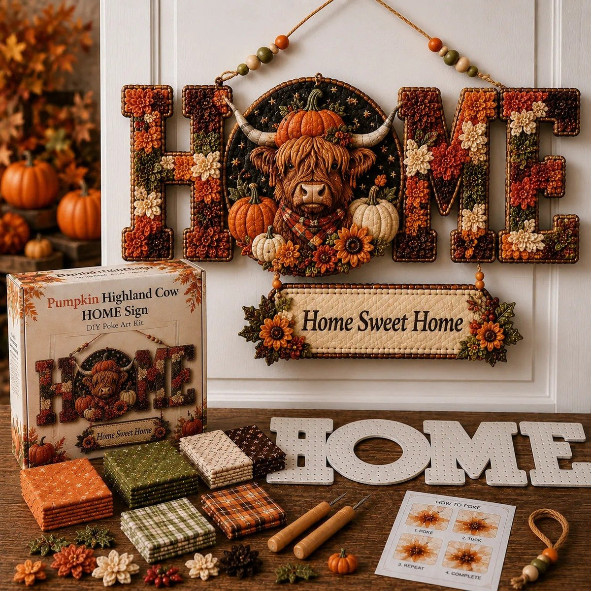 🔥49% Off Last Day - 🎄 ✨ DIY Fabric Poke Art HOME Sign Kit – No-Sew Seasonal Door & Wall Hanging Craft 🏡(📦Buy 2 Free Shipping)