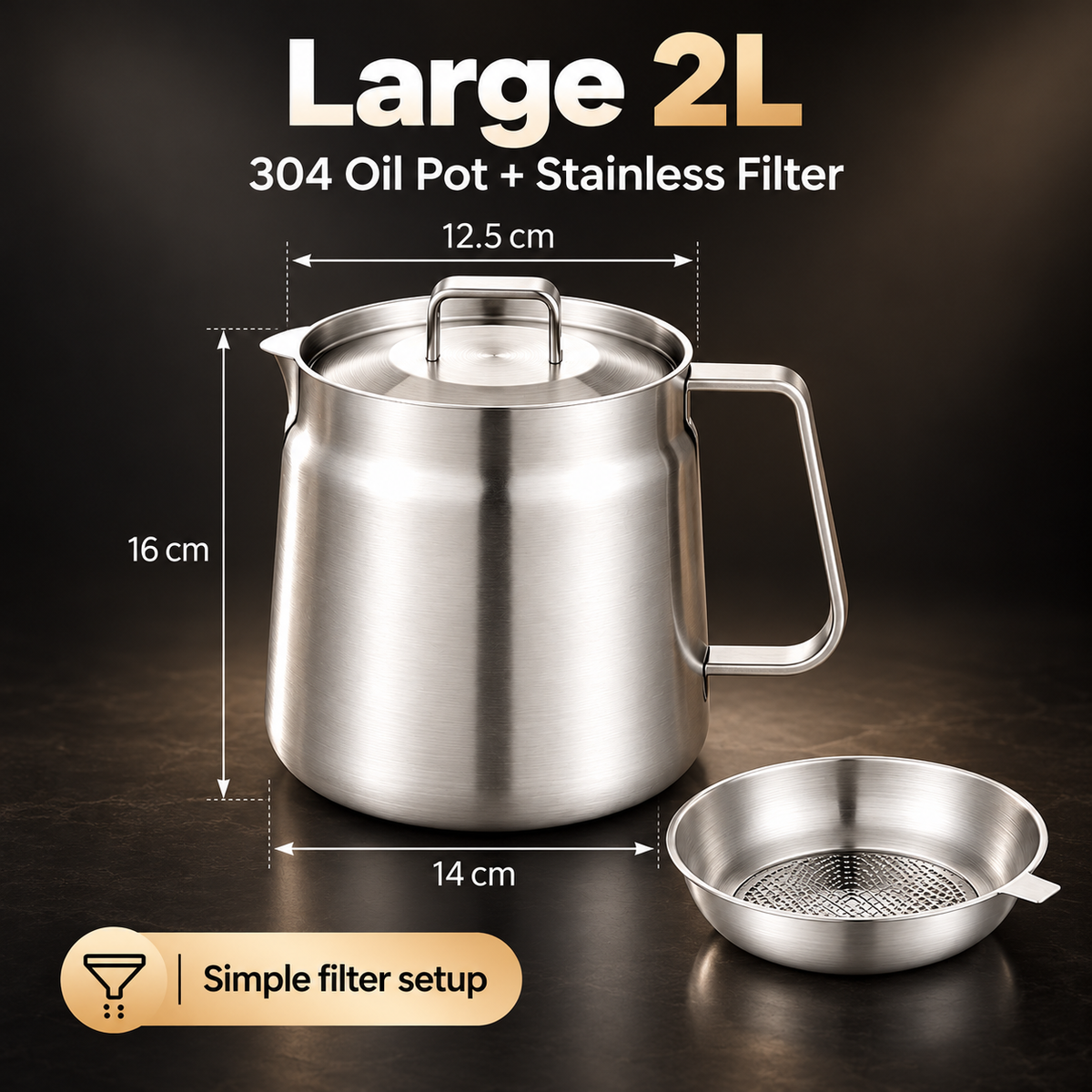 🍟 3-in-1 Stainless Steel Deep Fryer Pot with Oil Filter & Fry Basket