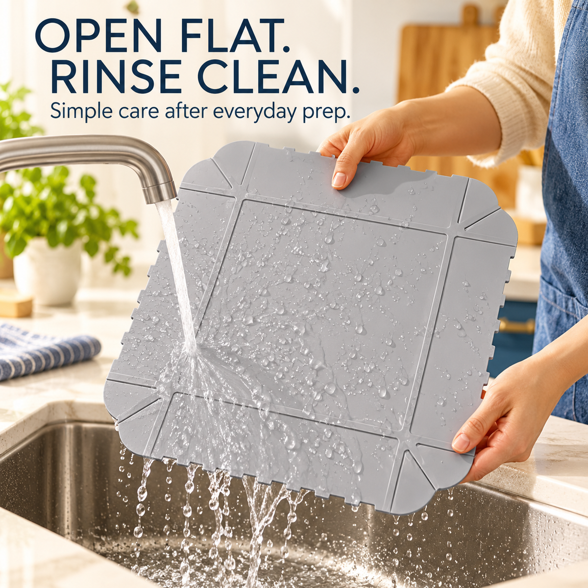 Gray mat opened flat for cleaning