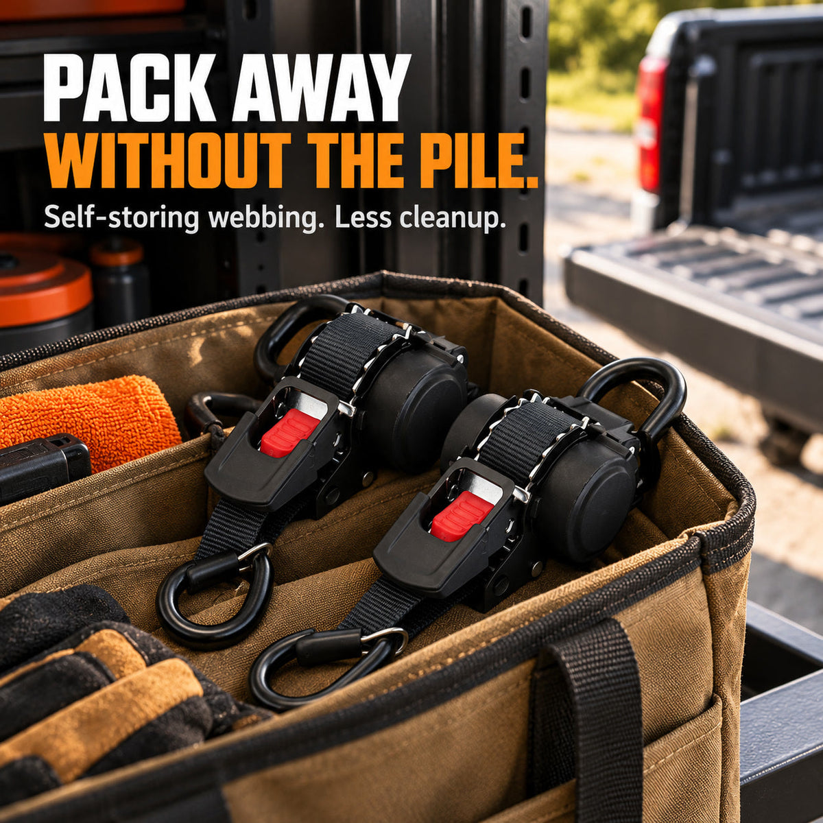 🔒 Retractable Ratchet Tie-Down Straps – Less Tangle, Easier Storage