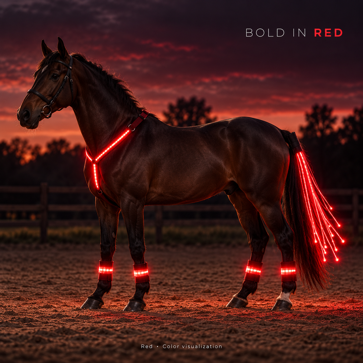 🐴 LED Horse Glow Kit – Chest Strap, Leg Bands & Tail Light