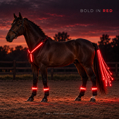 🐴 LED Horse Glow Kit – Chest Strap, Leg Bands & Tail Light