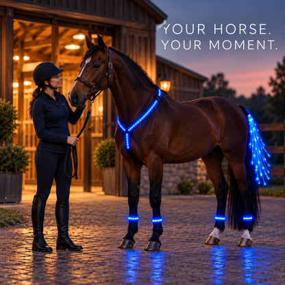 🐴 LED Horse Glow Kit – Chest Strap, Leg Bands & Tail Light