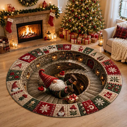 🎅3D Santa Christmas Illusion Rug – Festive Holiday Floor Decor