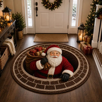 🎅3D Santa Christmas Illusion Rug – Festive Holiday Floor Decor