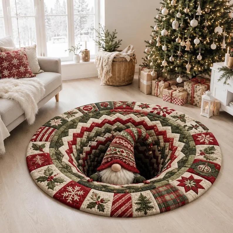 🎅3D Santa Christmas Illusion Rug – Festive Holiday Floor Decor