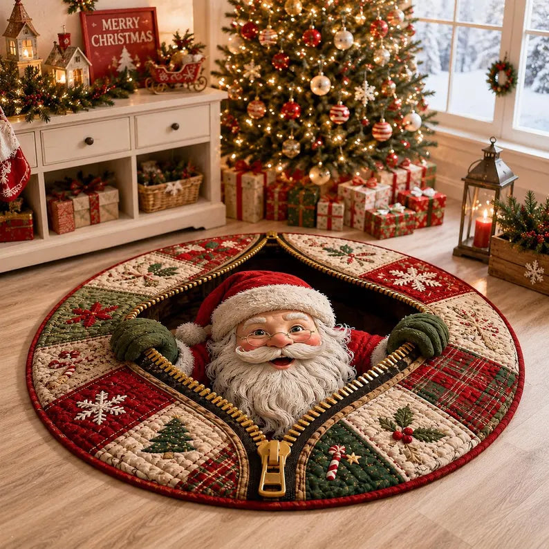 🎅3D Santa Christmas Illusion Rug – Festive Holiday Floor Decor