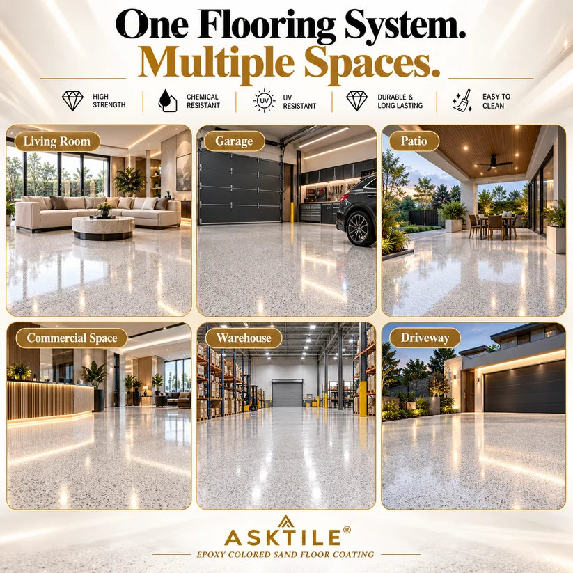 ✨ High-Gloss Marble-LookEpoxy Self-Leveling Floor Coating– Transform Garages, Basements, Courtyard & Workshops