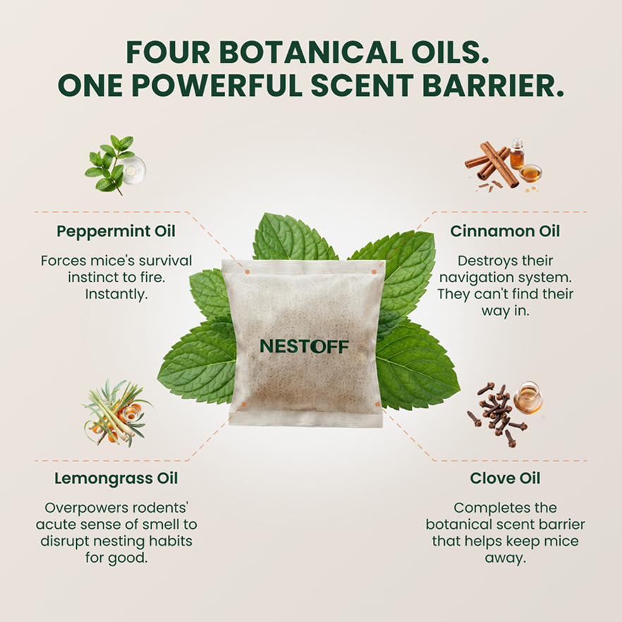 🌿 Botanical Mouse Repellent Pouches – Essential Oil Scent for Home, Garage & RV