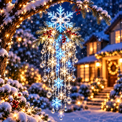 Crystal Cascade Christmas Snowflake LED Hanging Light✨❄️