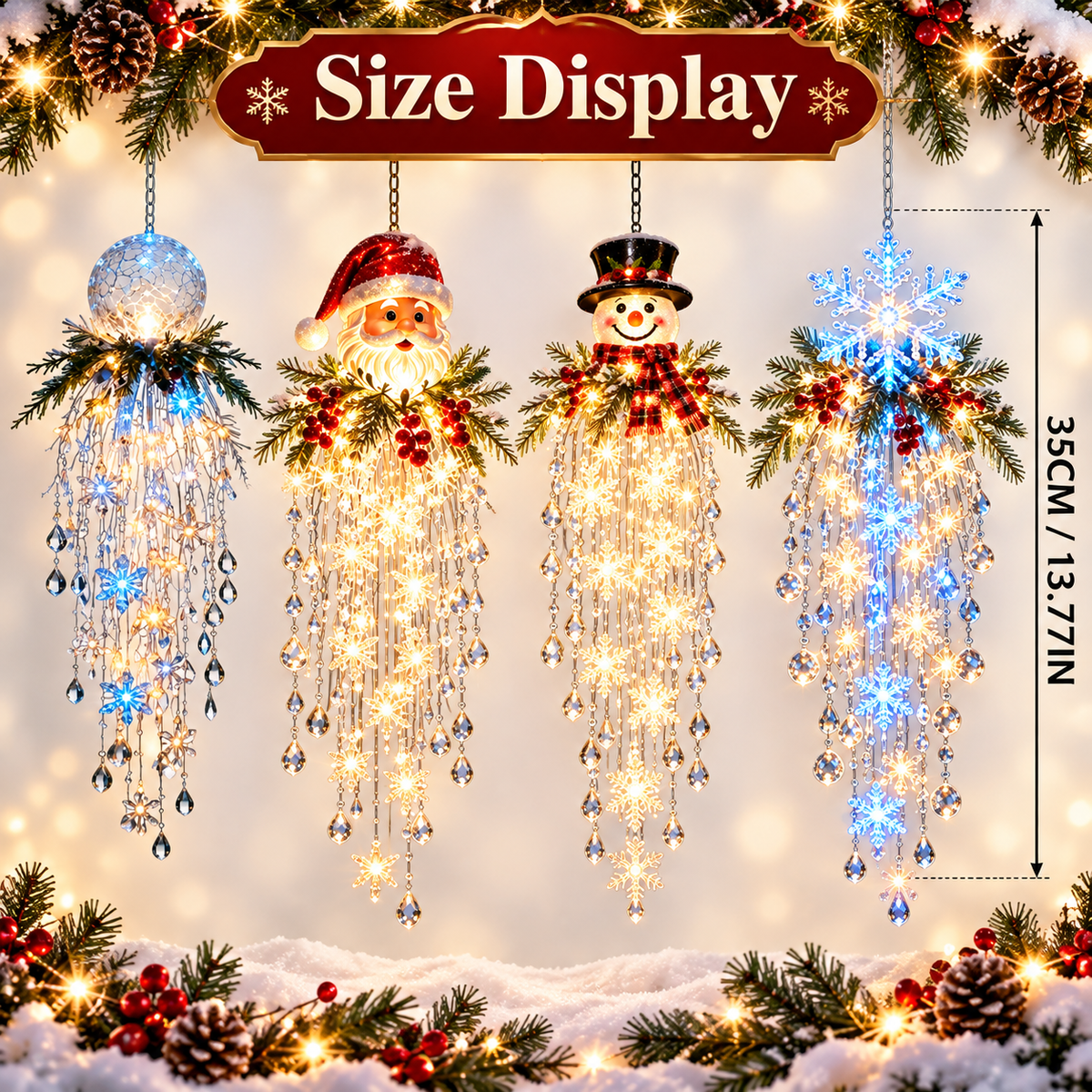 Crystal Cascade Christmas Snowflake LED Hanging Light✨❄️