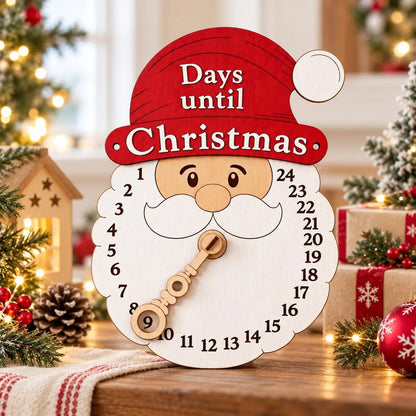 Wooden Santa Countdown Calendar, Farmhouse Christmas Wall Hanging (25cm)