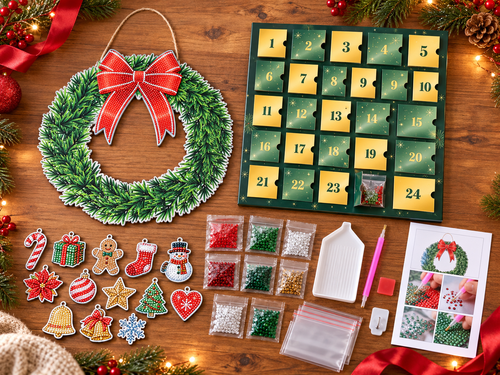 2026 Crystal Art Advent Wreath Craft Kit | 24-Day Christmas Countdown