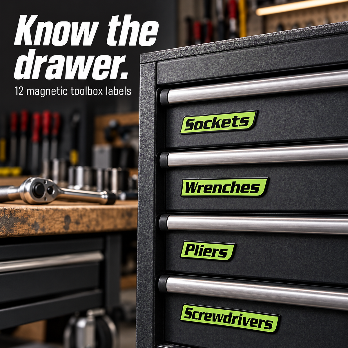 🔧 Magnetic Toolbox Drawer Labels