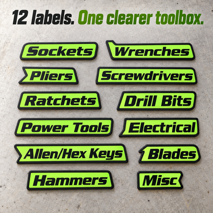 🔧 Magnetic Toolbox Drawer Labels