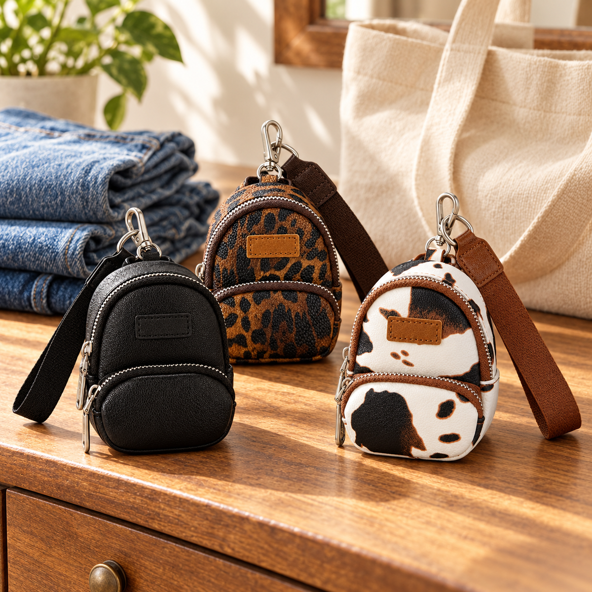 Mini Backpack Wristlet Keychain Pouch