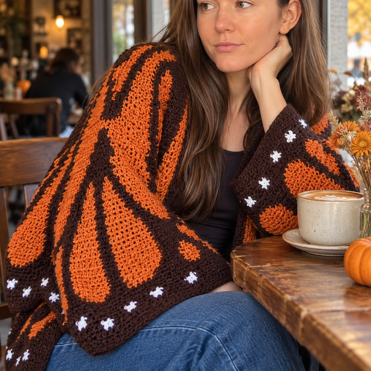 🦋 Handmade Monarch Butterfly Crochet Cardigan | Wearable Wing Design