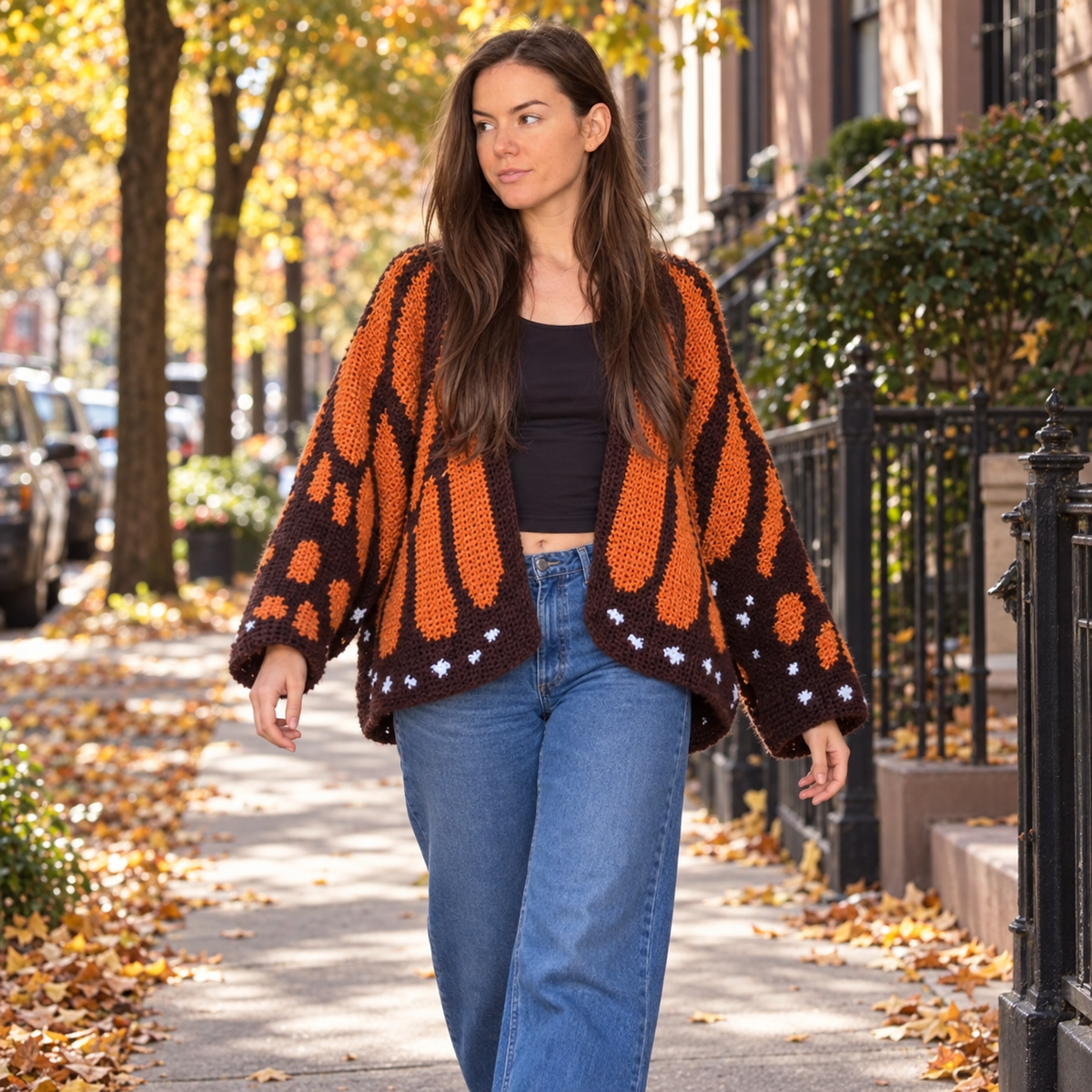 🦋 Handmade Monarch Butterfly Crochet Cardigan | Wearable Wing Design