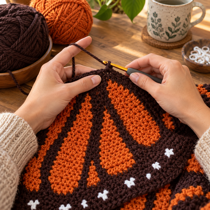🦋 Handmade Monarch Butterfly Crochet Cardigan | Wearable Wing Design