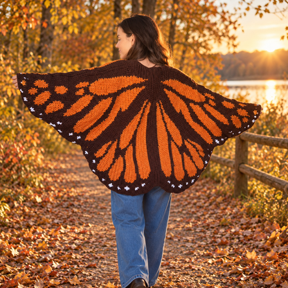 🦋 Handmade Monarch Butterfly Crochet Cardigan | Wearable Wing Design
