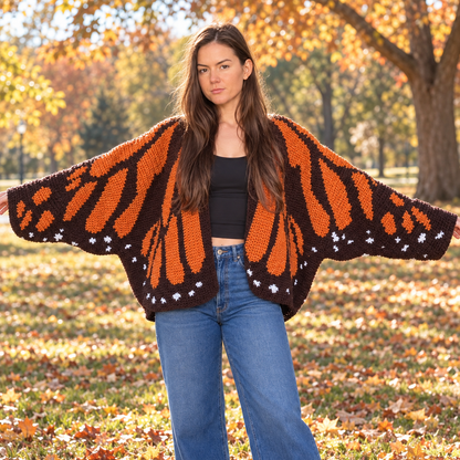 🦋 Handmade Monarch Butterfly Crochet Cardigan | Wearable Wing Design